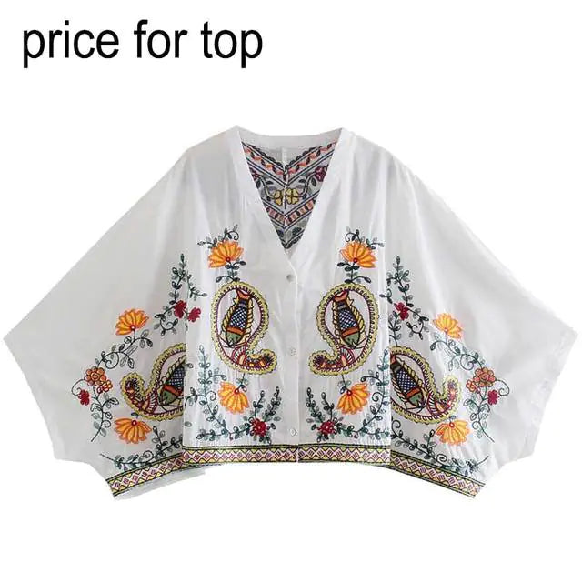 Boho Floral Embroidery Dress
