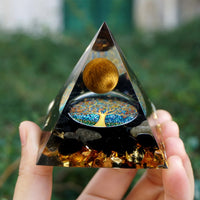 Thumbnail for Handmade Tiger Eye & Obsidian Orgonite Pyramid