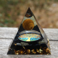 Thumbnail for Handmade Tiger Eye & Obsidian Orgonite Pyramid