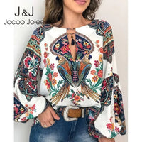 Thumbnail for Floral Lantern Sleeve Boho Blouse