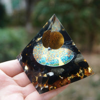 Thumbnail for Handmade Tiger Eye & Obsidian Orgonite Pyramid