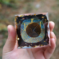 Thumbnail for Handmade Tiger Eye & Obsidian Orgonite Pyramid