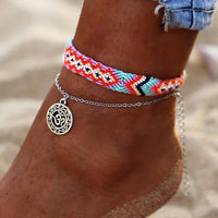 Thumbnail for Retro Boho Anklet Turquoise Rainbow