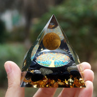 Thumbnail for Handmade Tiger Eye & Obsidian Orgonite Pyramid