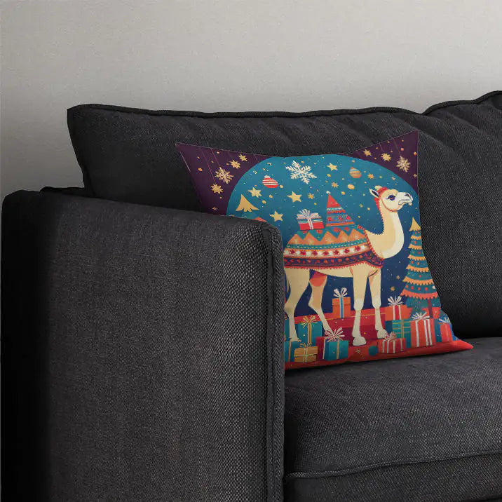 Camel Christmas Throw Pillow